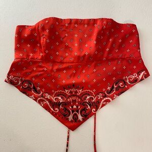 Rue21 Red Bandana Print Corset Top | Size Large | Western Y2K Festival Tube Top